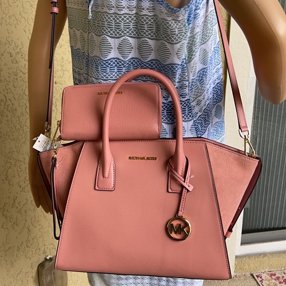 Michael Kors Avril Top Zip Satchel Shoulder Bag & Flat MF Phone Case Wallet - Picture 10 of 16